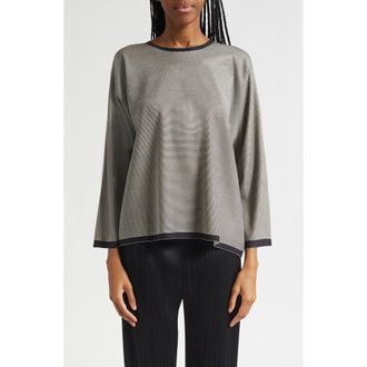 Pleats Please Issey Miyake A-Poc Stripe Pleated Top in Black at Nordstrom