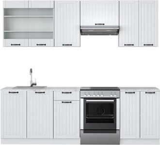 Vicco Mueble De Cocina Fame-line, Casa De Campo Blanca/blanca, 240 Cm, Et M&aacute;rmol