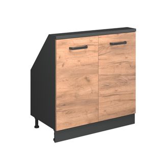 Vicco Armario De Cocina Para Techo Inclinado R-line, Oro Power Roble/antracita, 80 Cm Con 2 Puertas, Vicco