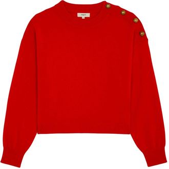 Suncoo Gebreide trui met ronde hals - Dames - Truien - Rood - Maat: L Wol