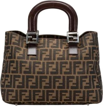 Fendi Pre-owned Handbags, female, Brown, Size: ONE SIZE Pre-owned Canvas Tote
