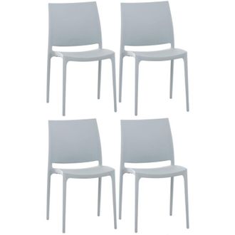 Clp Clp - Set De 4 Sillas Apilables Maya Gris Claro