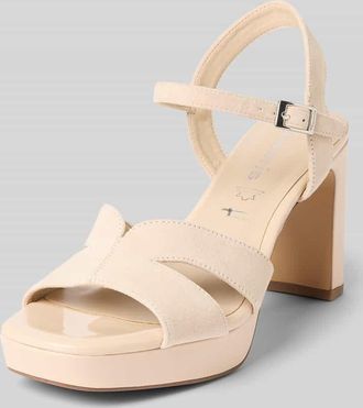 Tamaris Tamaris Sandalette aus Leder mit Blockabsatz in Sand, Größe 40