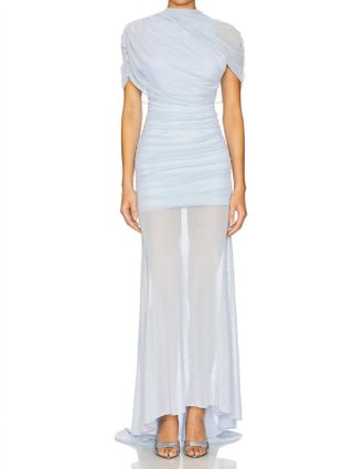 Amanda Uprichard Evianna Mesh Gown In Baby Blue