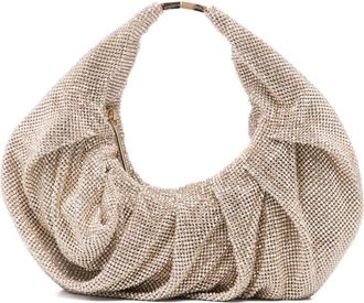 Benedetta Bruzziches Yennefer ruched embellished tote bag - women - Aluminium/Crystal - One Size - Gold