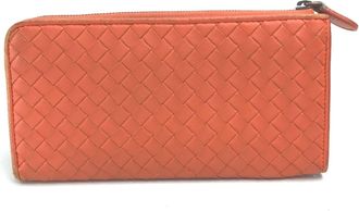 Bottega Veneta Intrecciato Orange Intrecciato Long Wallet (Bi-Fold) (Pre-Owned)