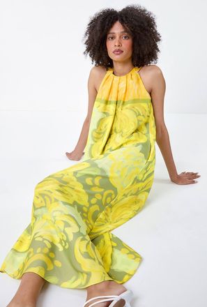 Roman Abstract Print Pocket Trapeze Dress