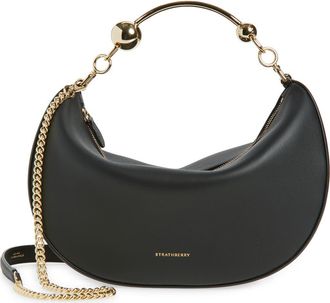 Strathberry Crescent Moon Leather Shoulder Bag in Black at Nordstrom