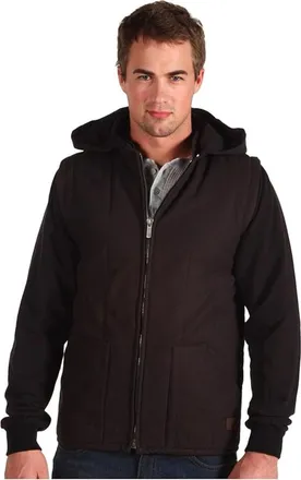 Brixton Ruger Jacket Mens Black Fleece-Lined Hooded Long Sleeve GBO1410