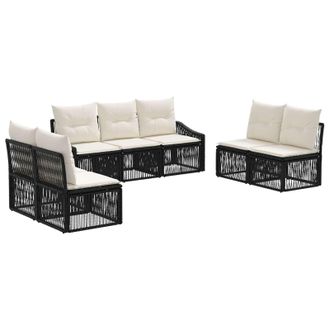 vidaXL Conjunto De Sof&aacute;s De Jard&iacute;n 7 Uds. Negro Rat&aacute;n Sint&eacute;tico Vidaxl
