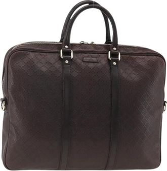 Gucci Pre-owned Handbags, female, Brown, Size: ONE SIZE Pre-owned Leather Business Bag