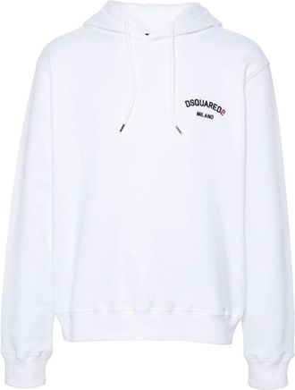 Dsquared2 Mens Small Milano Logo White Hoodie Cotton - Size X-Large