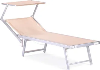 Mobili Rebecca Sdraio Rebecca Mobili Jambul 38x186x61 Alluminio Poliestere Beige Moderno