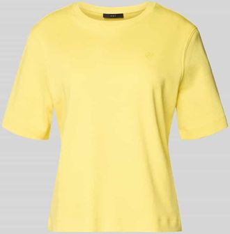 Oui T-Shirt mit Label-Stitching in GELB, Gr&ouml;&szlig;e 34