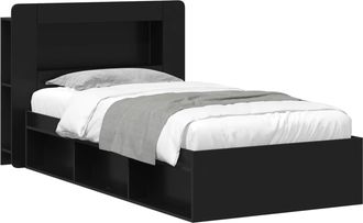 vidaXL Estructura De Cama Con Almacenamiento Negro 90 X 190 Cm Vidaxl