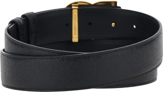 Dolce & Gabbana Mens Belt With Logo Buckle, Leather - Black Calf