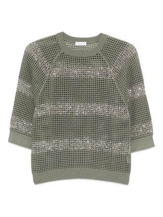 Brunello Cucinelli sequin-embellished jumper - Green