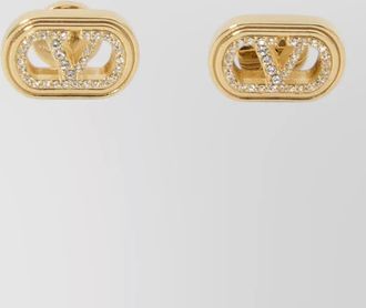 Valentino Garavani oval rhinestone brass stud earrings
