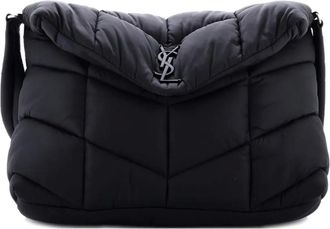 Saint Laurent Loulou Puffer Messenger Bag Quilted Econyl shoulder bag - Zwart