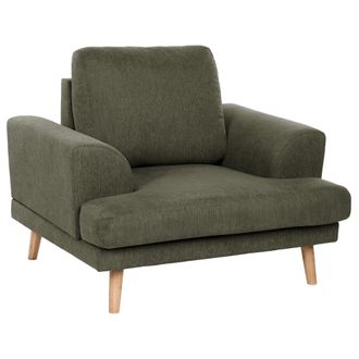 Beliani Sill&oacute;n Estilo Moderno De Tela Reposabrazos Curvados Anchos Sala De Estar Verde Kildal