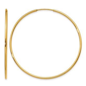 Diamond2Deal 14k Yellow Gold 1.20mm Round Hoop Earring 45 mm