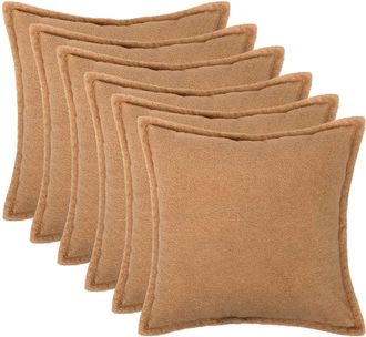 vidaXL Funda De Almohada 6 Pcs Houten Beige 30 X 30 Cm Boucl&eacute; Vidaxl