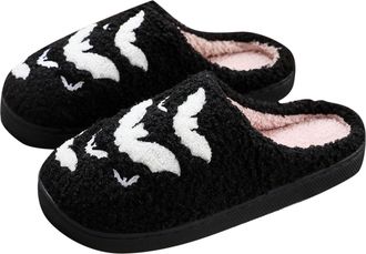Generic Womens Slippers Couples Holiday Printed Cozy Clogs For Men And Women Warm For Home Festival Design For Couples Ladies Cozy Slippers(Black, 3.5)