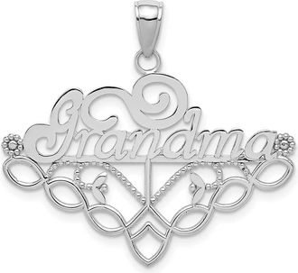 Diamond2Deal 14k White Gold GRANDMA Birthstone Charm Pendant Holder Pendant