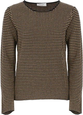 KANGRA Polka Dot Cashmere Wool Sweater - Dames - Ronde hals truien - Zwart - L - Wol - Truien & Vesten