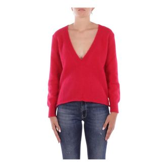 SOLOTRE V-hals Truien - Dames - V-hals truien - Rood - M - Wol - Truien & Vesten