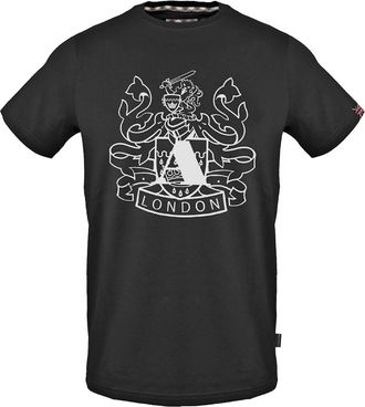 Aquascutum Mens Aquascutum Large Shield Aldis Logo Black T Shirt - Size: 40