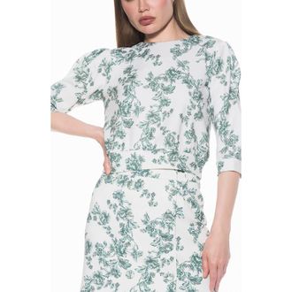 Alexia Admor Bebe Three-Quarter Sleeve Sweatshirt in Green Floral at Nordstrom Rack, Size X-Small