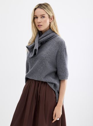 Contemporaine Womens Merino wool sweater-scarf set Exclusive collection from Italy