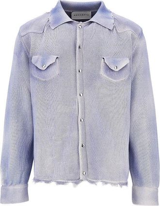 Amaranto Distressed-effect knitted overshirt Man XL