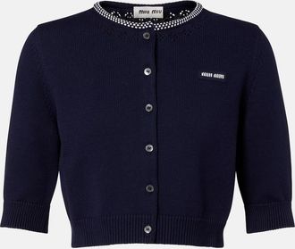 Miu Miu Logo cropped cotton cardigan