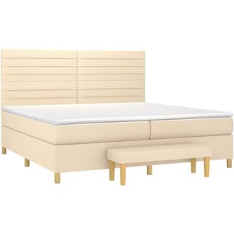 vidaXL Vidaxl - Cama Box Spring Con Colch&oacute;n Tela Color Crema 200x200 Cm