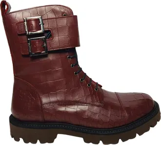Pollini stivali e stivaletti Pelle - Dames - Veterlaarzen - Rood - 39 EU - Leer - Schoenen