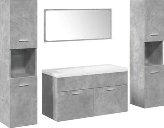 vidaXL Set Muebles De Ba&ntilde;o 5 Piezas Madera Ingenier&iacute;a Gris Hormig&oacute;n Vidaxl