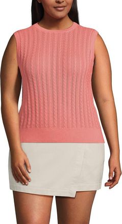 Lands End Plus Size Cotton Pointelle Shell Sweater in Sunset Coral Pink at Nordstrom, Size 1X