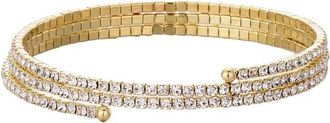 Adornia Adornia Plated Triple Coil Crystal Tennis Stretch Bracelet