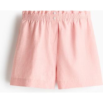 H&M Linen-blend Paper Bag Shorts in Pink at Nordstrom, Size Xx-Large