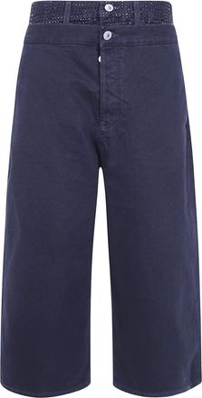 The Attico Washed Denim With Thermostrass Trousers - female - The Attico - Denim Shorts - Black - W25 - Shorts