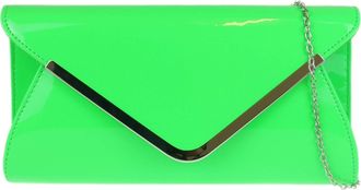 Girly HandBags Womens Glossy Oversized Clutch Bag (Neon Green)