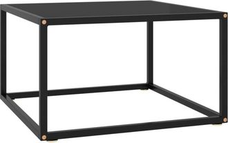vidaXL Tavolino da Salotto Nero con Vetro Nero 60x60x35 cm - Vidaxl
