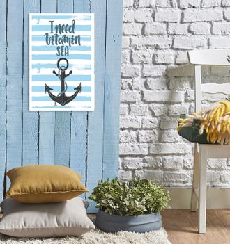 Queence Metallbild »Vitamin Sea« Anker Schriftzug Schriftzüge Sprüche Sprüche & Texte 1 Stk. tlg. Stahlschilder