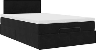 vidaXL Cama Otomana Con Colch&oacute;n 120x190 Cm Terciopelo Negro Vidaxl