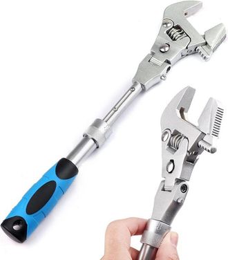 OEM Cl&eacute; &Agrave; Cliquet T&eacute;lescopique - 5 En 1 - 180&deg; Pliable - Acier Chrome-molybd&egrave;ne - Pour Espaces Confin&eacute;s Et Plomberie - 1 Pi&egrave;ce