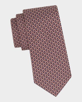 Ferragamo Men & apos;s Repeat Gancini Silk Tie