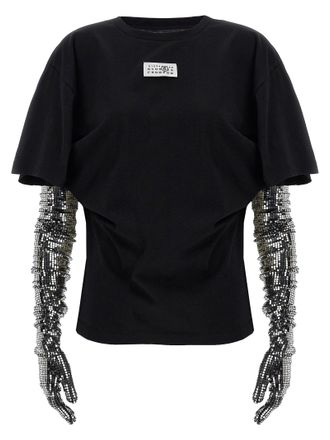 Maison Margiela Cotton with Sequin Belt Detail T-Shirt - Black