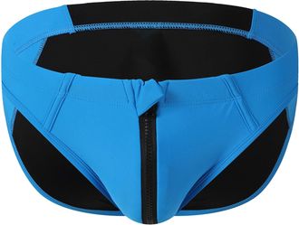 Generic Sports Mens Swimming Briefs with Zipper Mens Sexy Low Rise Swim Briefs Swimwear Waterproof Budgie Smugglers Mens Neoprene Swimsuit Board Surf Quick Dr